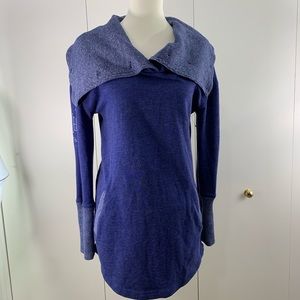 Hurley M tunic top blue button up neck